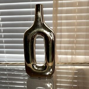 Glass Gold rectangular doughnut vase